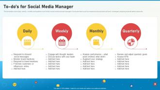 Social Media Playbook To Dos For Social Media Manager
