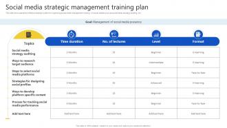 Social Media Strategic Management Training Plan