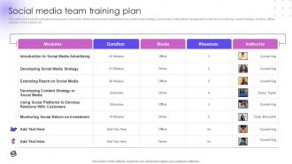 Social Media Team Training Plan Utilizing Social Media Handles For Business