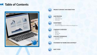 Social networking consulting table of contents ppt slides icons