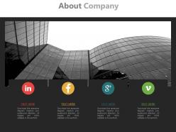 Social profile for company and about us powerpoint slides