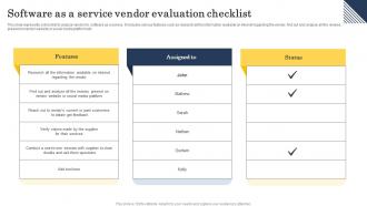 Software As A Service Vendor Evaluation Checklist