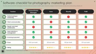 Software Checklist For Photography Marketing Plan