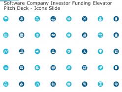 Software company investor funding elevator pitch deck icons slide