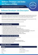 Software developer job duties and responsibilities presentation report infographic ppt pdf document