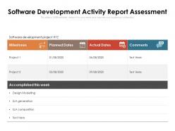 Software development activity report assessment