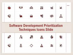 Software development prioritization techniques icons slide ppt powerpoint presentation summary