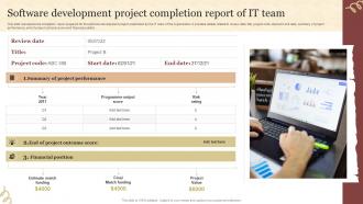 Software Development Project Completion Report Of IT Team