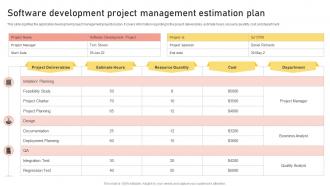Software Development Project Management Estimation Plan