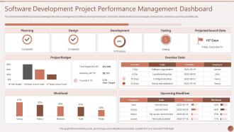Software Development Project Performance Management Dashboard