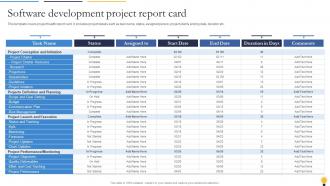 Software Development Project Report Card Agile Playbook For Software Designers
