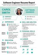 Software engineer resume report presentation report infographic ppt pdf document