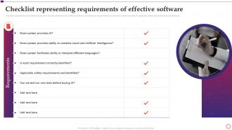Software Implementation Project Plan Checklist Representing Requirements Of Effective Software