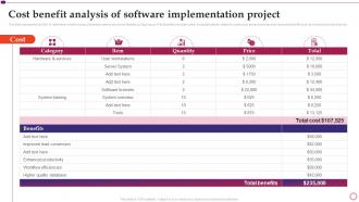 Software Implementation Project Plan Cost Benefit Analysis Of Software Implementation Project