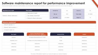 Software Maintenance Report For Performance Improvement
