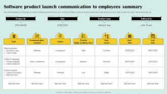 Software Product Launch Communication To Employees Summary