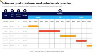 Software Product Release Week Wise Launch Calendar