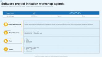 Software Project Initiation Workshop Agenda