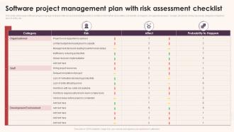 Software Project Management Plan With Risk Assessment Checklist