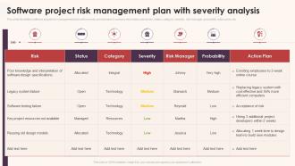 Software Project Risk Management Plan With Severity Analysis