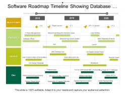Software roadmap timeline showing database schema user profiles