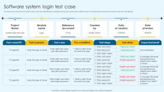 Software System Login Test Case