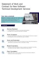 Software Technical Development For Statement Of Work And Contract One Pager Sample Example Document