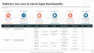 Software Test Case To Check Login Functionality Application Integration Program