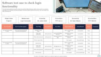 Software Test Case To Check Login Functionality System Integration Plan Ppt Show Background Designs
