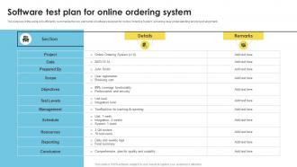 Software Test Plan For Online Ordering System