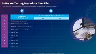 Software Testing Procedure Checklist Sdlc Planning Ppt Slides Elements