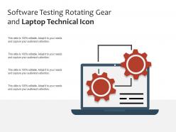 Software testing rotating gear and laptop technical icon