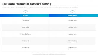Software Testing Techniques For Quality Test Case Format For Software Testing