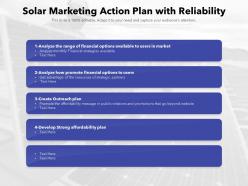 Solar marketing action plan with reliability