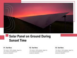 Solar panel on ground during sunset time