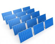 Solar panels with white background stock photo