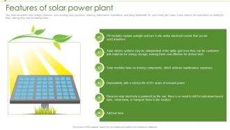 Solar Power IT Features Of Solar Power Plant Ppt Powerpoint Presentation Infographic Template
