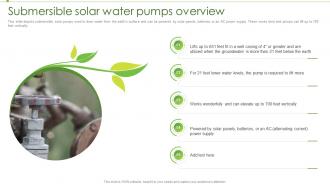 Solar Power IT Submersible Solar Water Pumps Overview Ppt Powerpoint Presentation Outline