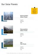 Solar Power Project Proposal Our Solar Panels One Pager Sample Example Document