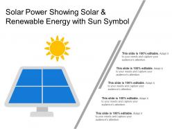 Solar power showing solar and renewable energy with sun symbol