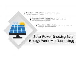 Solar power showing solar energy panel with technology