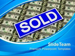 Sold rider sign over dollars marketing powerpoint templates ppt themes and graphics