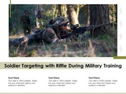 Soldier targeting with riffle during military training