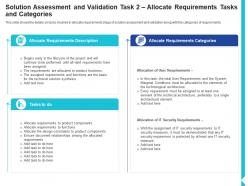 Solution assessment and validation task 2 allocate categories solution assessment and validation