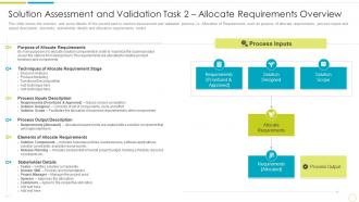 Solution assessment and validation task 2 overview solution assessment and validation to evaluate