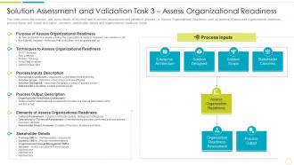 Solution assessment and validation task 3 readiness solution assessment and validation to evaluate