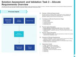 Solution assessment and validation task requirements overview solution assessment and validation