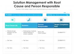 Solution management with root cause and person responsible