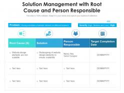 Solution management with root cause and person responsible