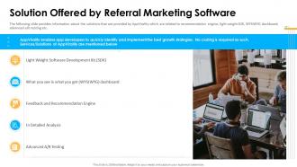 Solution offered by referral marketing software appvirality investor funding elevator